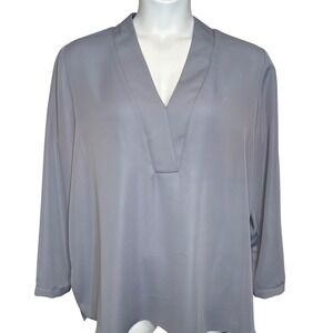 NIC+ZOE Womens Gray Long Sleeve V Neck Tunic Top Size 1X Flowy Neutral Basics